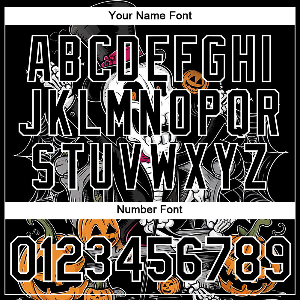 Custom Black White 3D Halloween Performance T-Shirt view 4