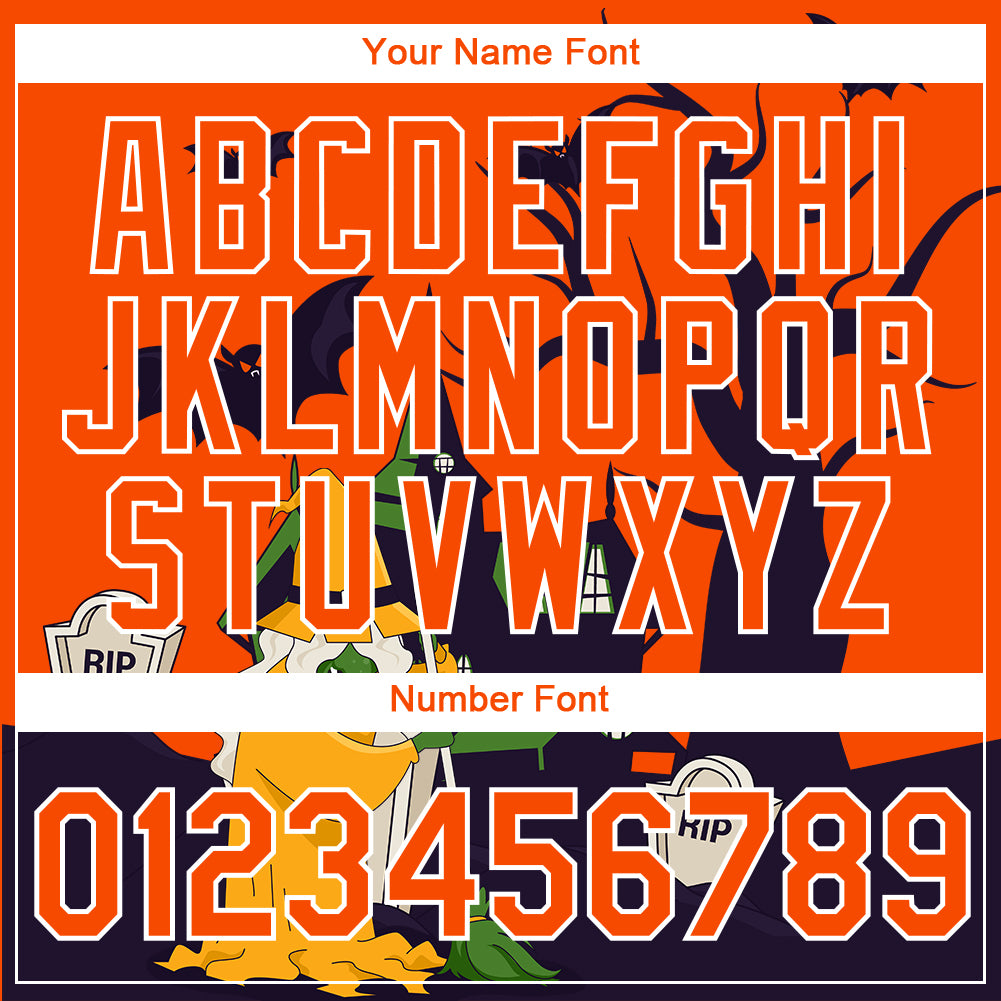 Custom Orange White 3D Halloween Performance T-Shirt view 4