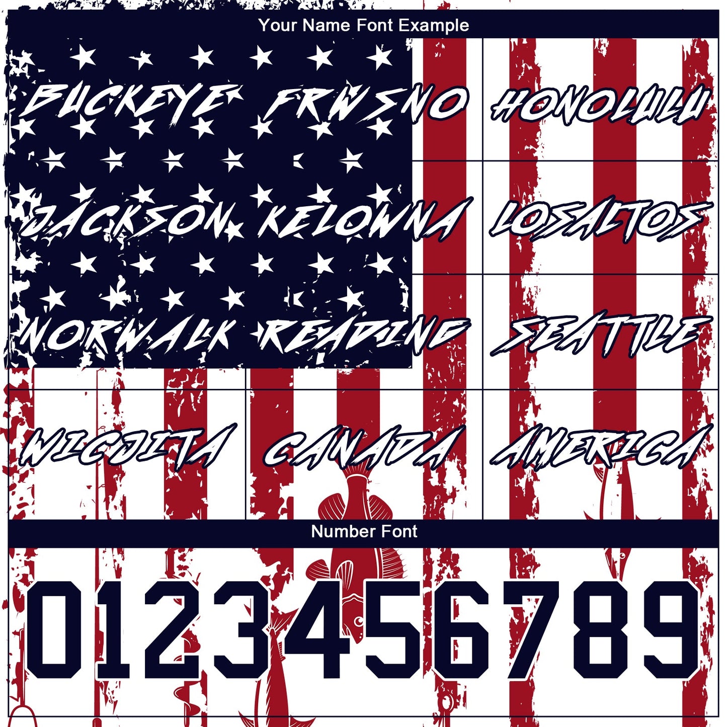 Custom White Navy-Red 3D American Flag And Fish Hook Fishing Sports Pullover Sweatshirt Hoodie view 3