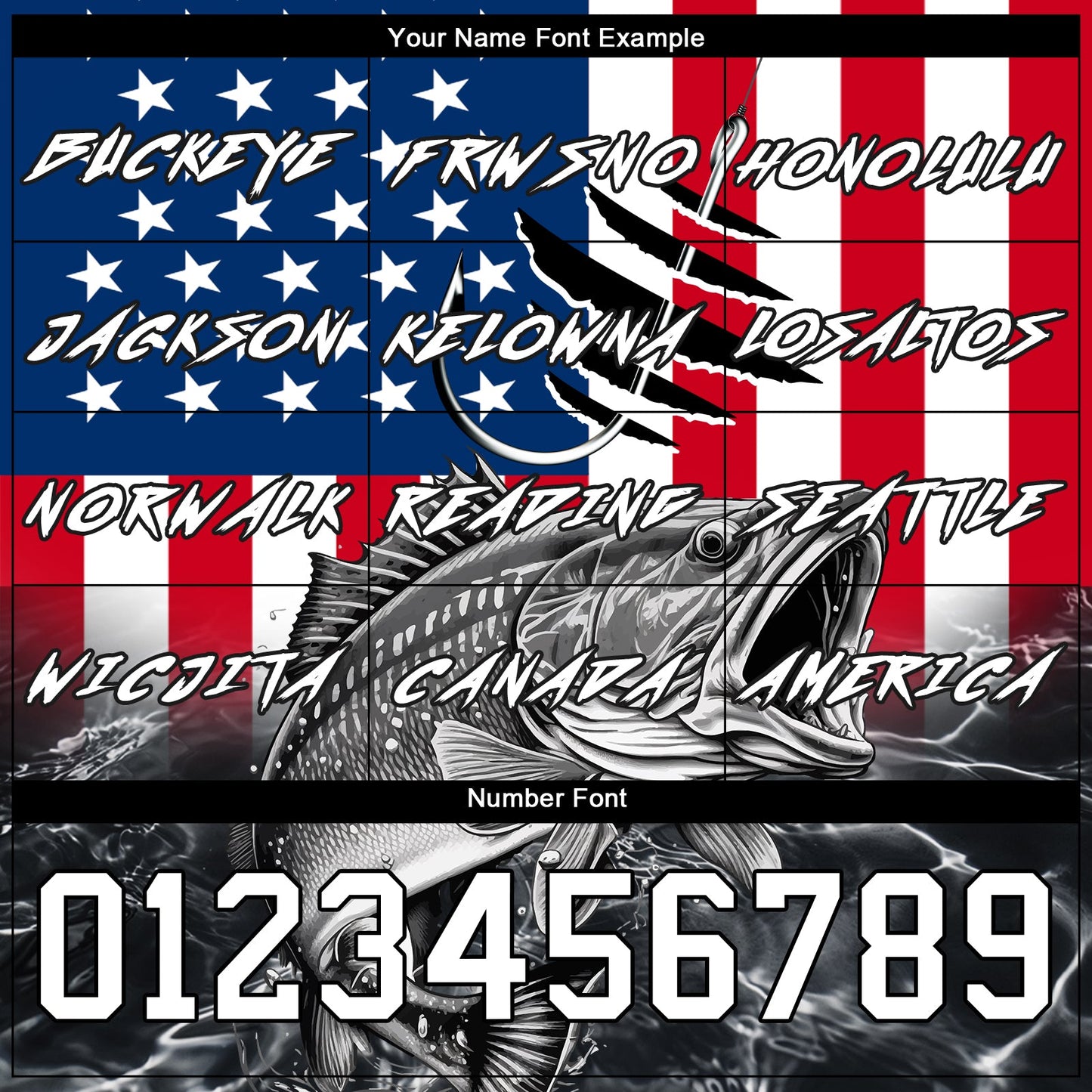 Custom Red US Navy Blue-Black 3D American Flag And Largemouth Bass Fish Fishing Sports Pullover Sweatshirt Hoodie view 4