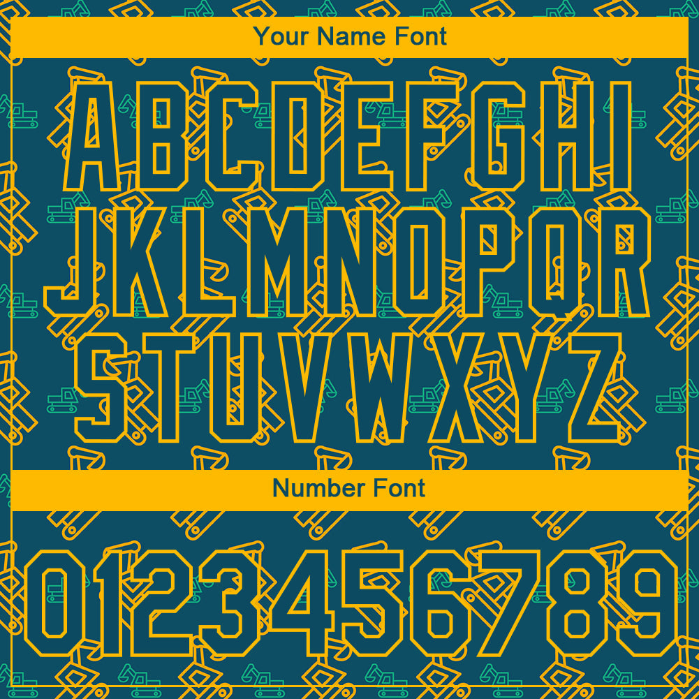 Custom Midnight Green Gold 3D Pattern Design Machine Excavator Labor Day Performance T-Shirt view 4