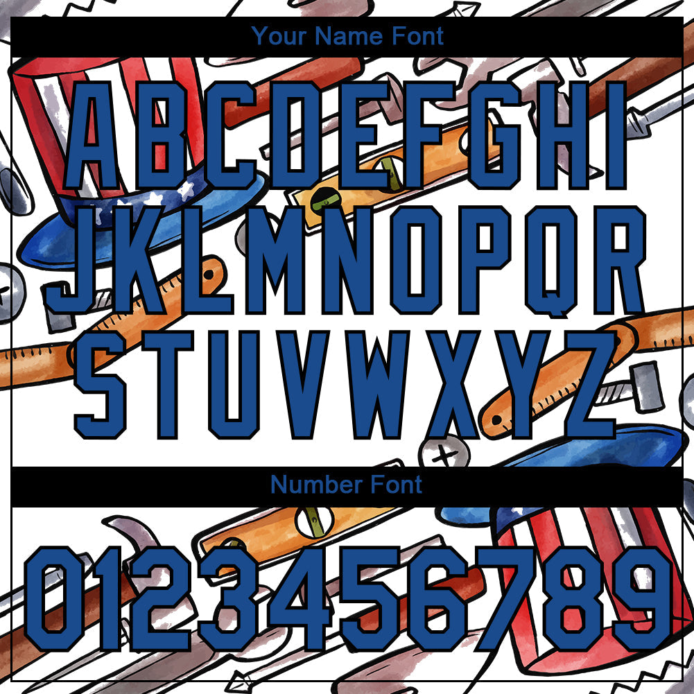 Custom White Blue-Black 3D Pattern Design American Flag Tool Labor Day Performance T-Shirt view 4