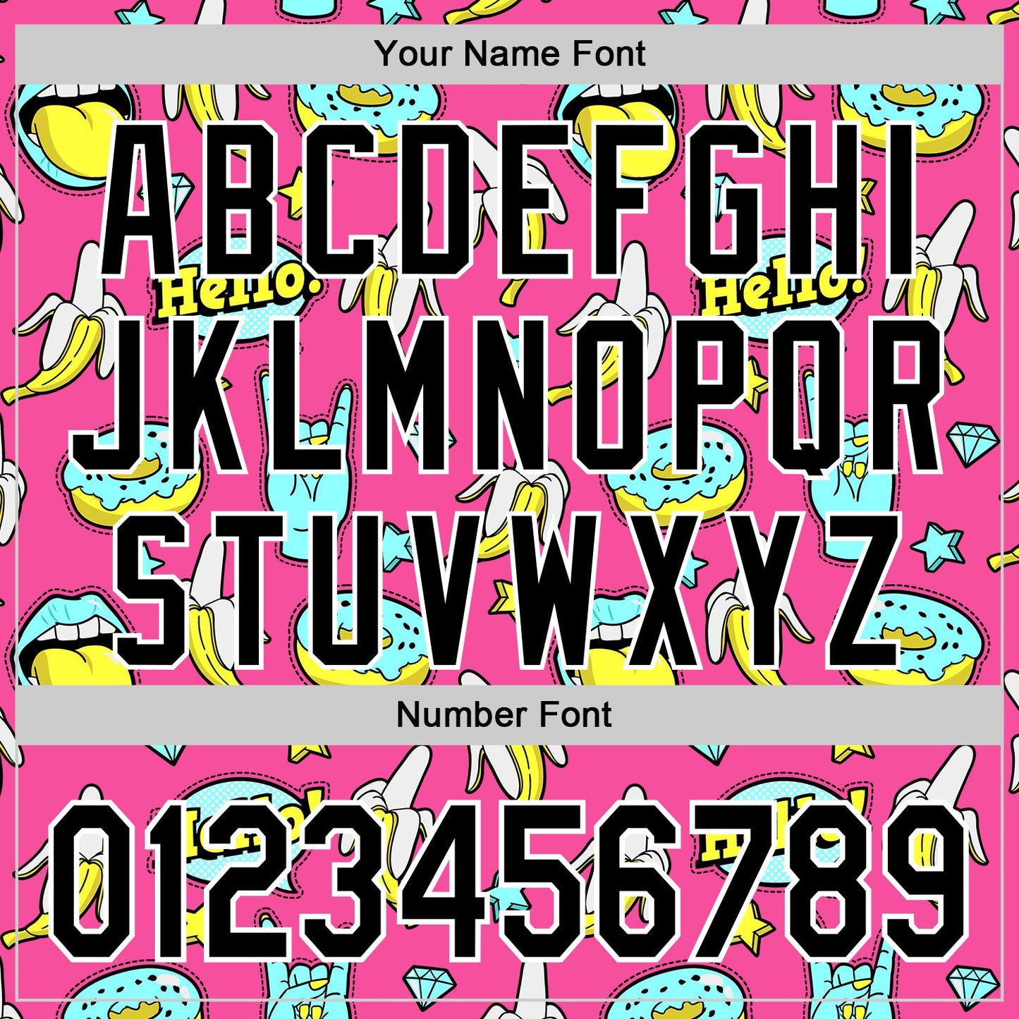 Custom Pink Black-White 3D Pattern Design Funny Cartoon Food Donut And Fruit Banana Authentic Baseball Jersey view 5