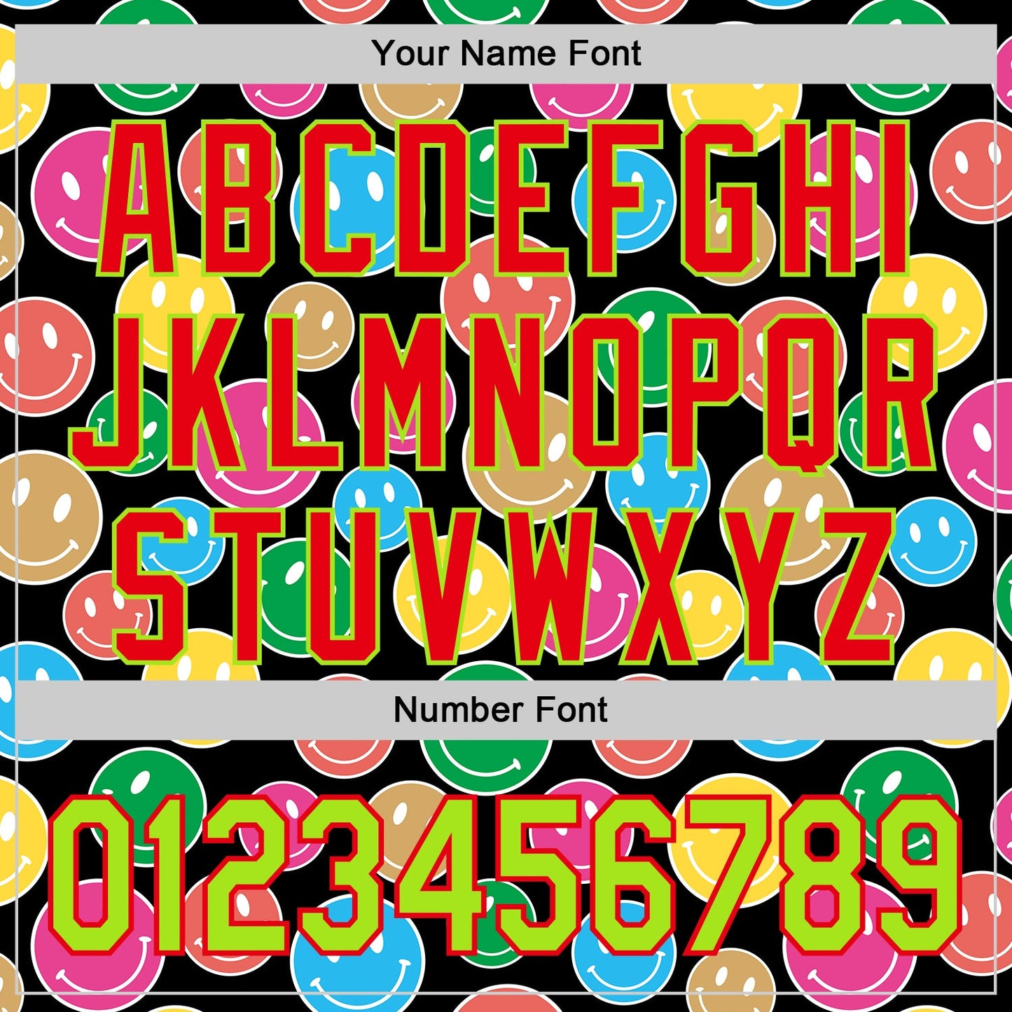 Custom Black Neon Green-Fire Red 3D Pattern Design Funny Cartoon Emoji Smile Face Authentic Baseball Jersey view 5