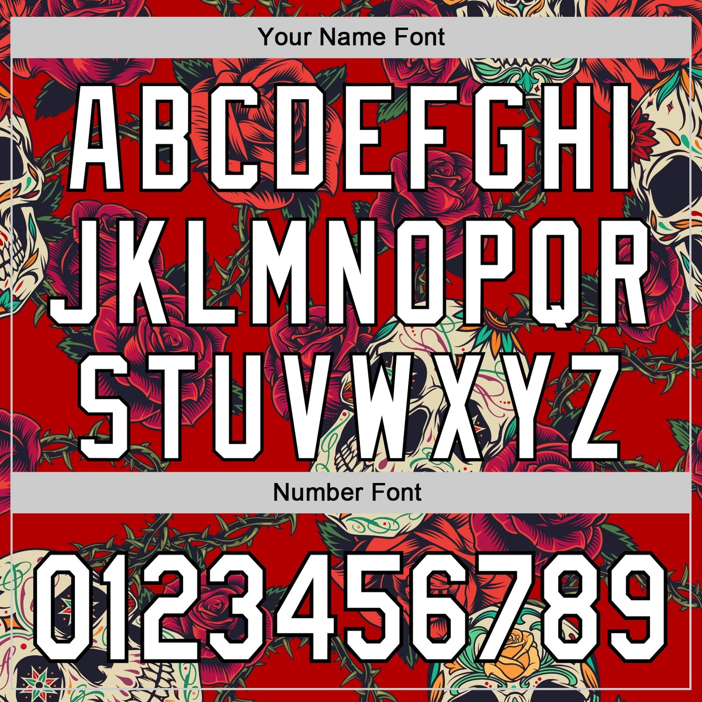 Custom Red White-Black 3D Mexican Skull And Flower Authentic Baseball Jersey view 5