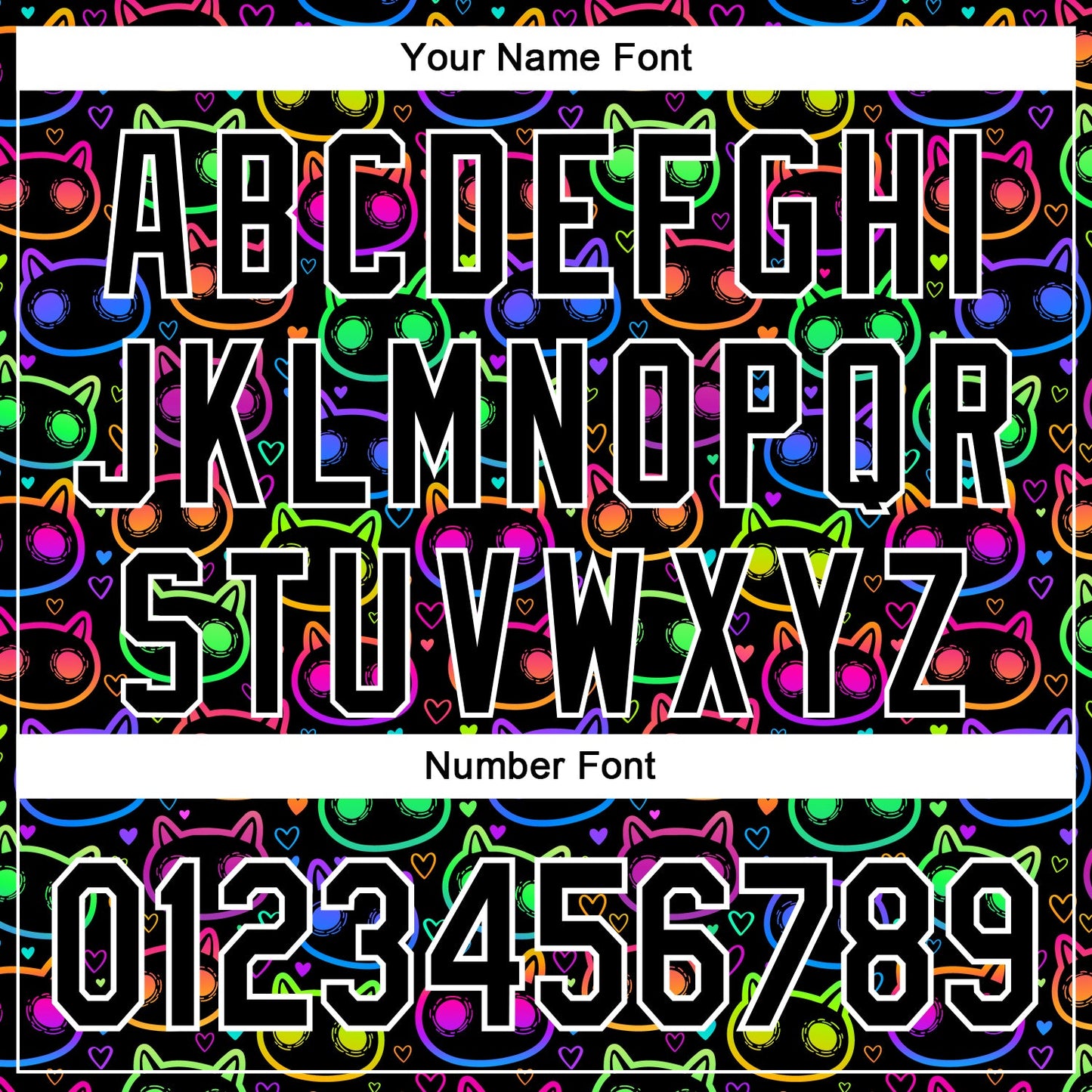 Custom Black White 3D Pattern Design Rave Psychedelic Neon Cartoon Cat Authentic Baseball Jersey view 5