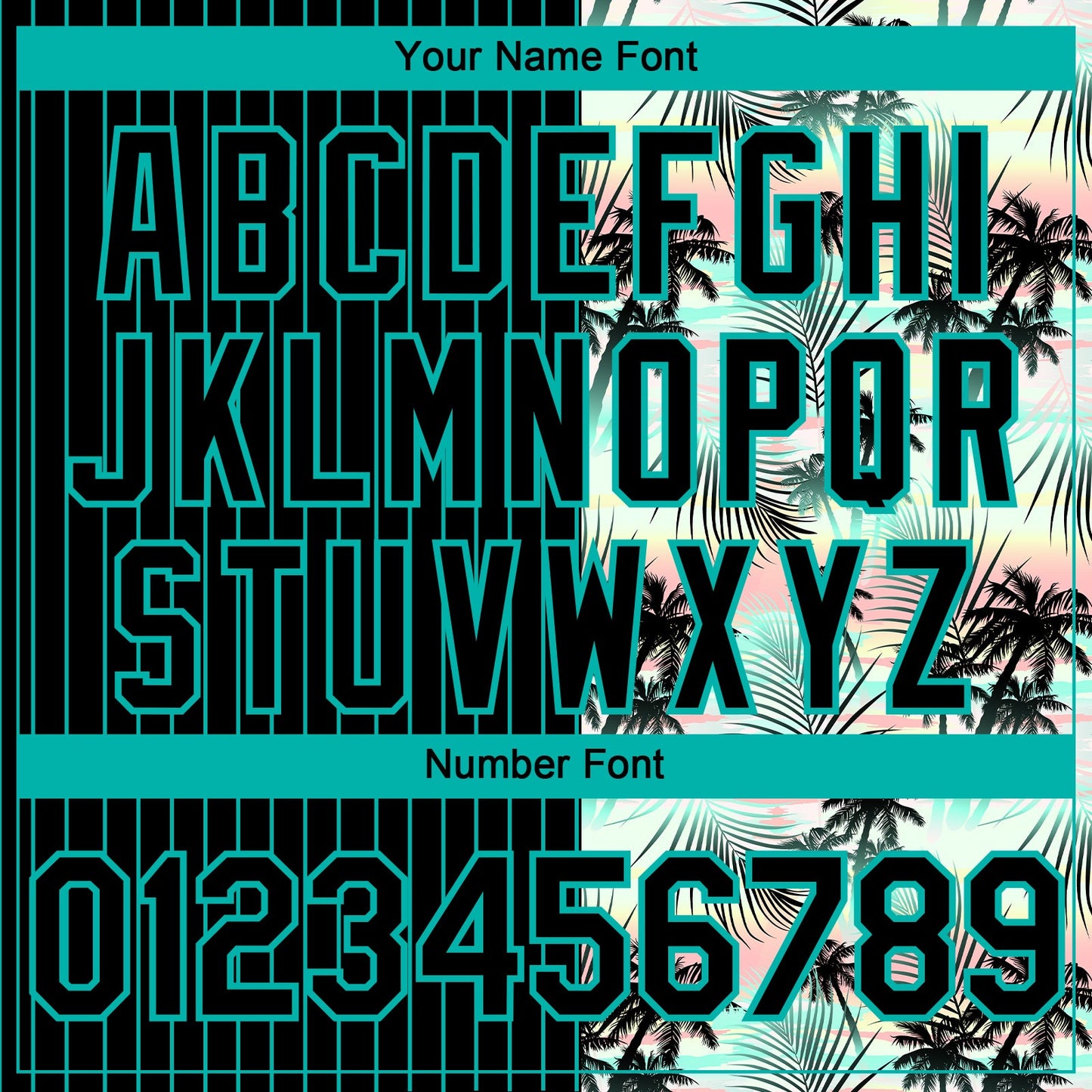 Custom Black Aqua 3D Pattern Design Pinstripe Tropical Palm Leaves Authentic Baseball Jersey view 5