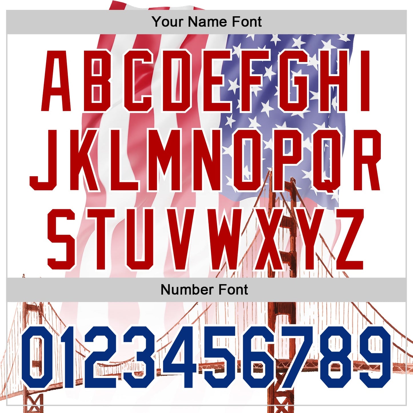 Custom White Royal-Red 3D Patriotic American Flag And Golden Gate Bridge Authentic Baseball Jersey view 5