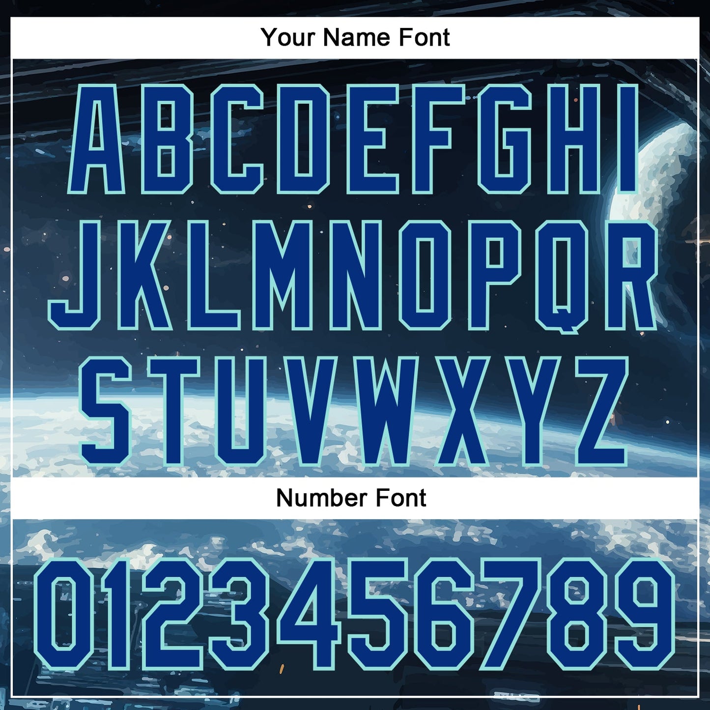 Custom Black Royal-Ice Blue 3D Pattern Design Outer Space Starships Authentic Baseball Jersey view 5