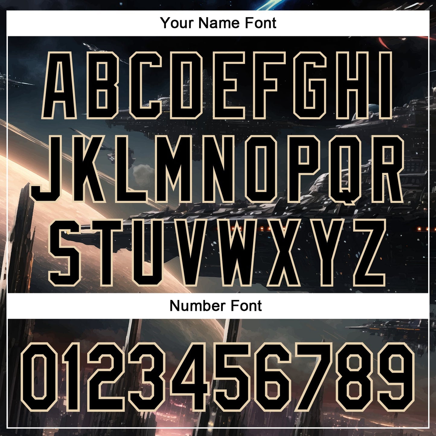 Custom Black City Cream 3D Pattern Design Outer Space Starships Authentic Baseball Jersey view 5