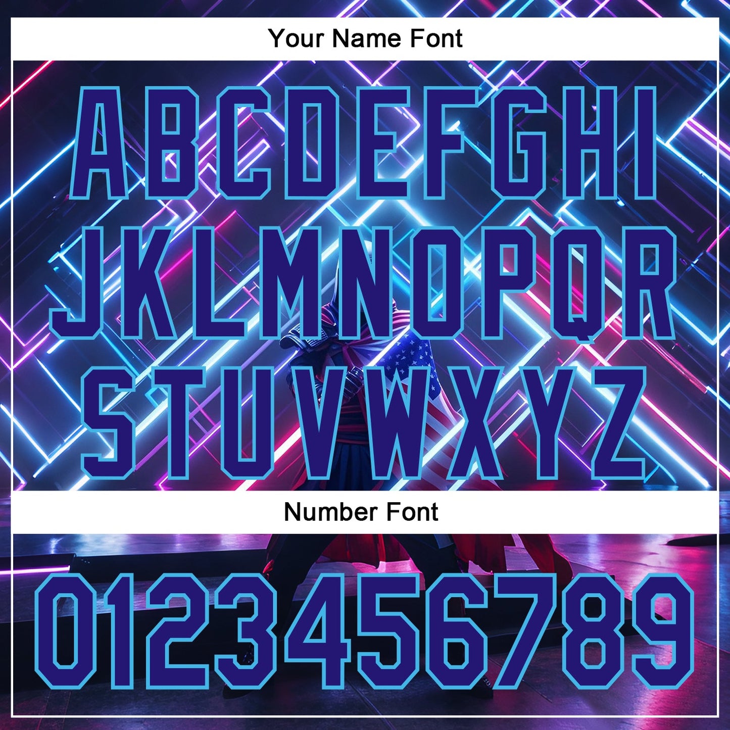 Custom Blue Dark Purple-Sky Blue 3D Pattern Design Outer Space Light Swords American Flag Authentic Baseball Jersey view 5