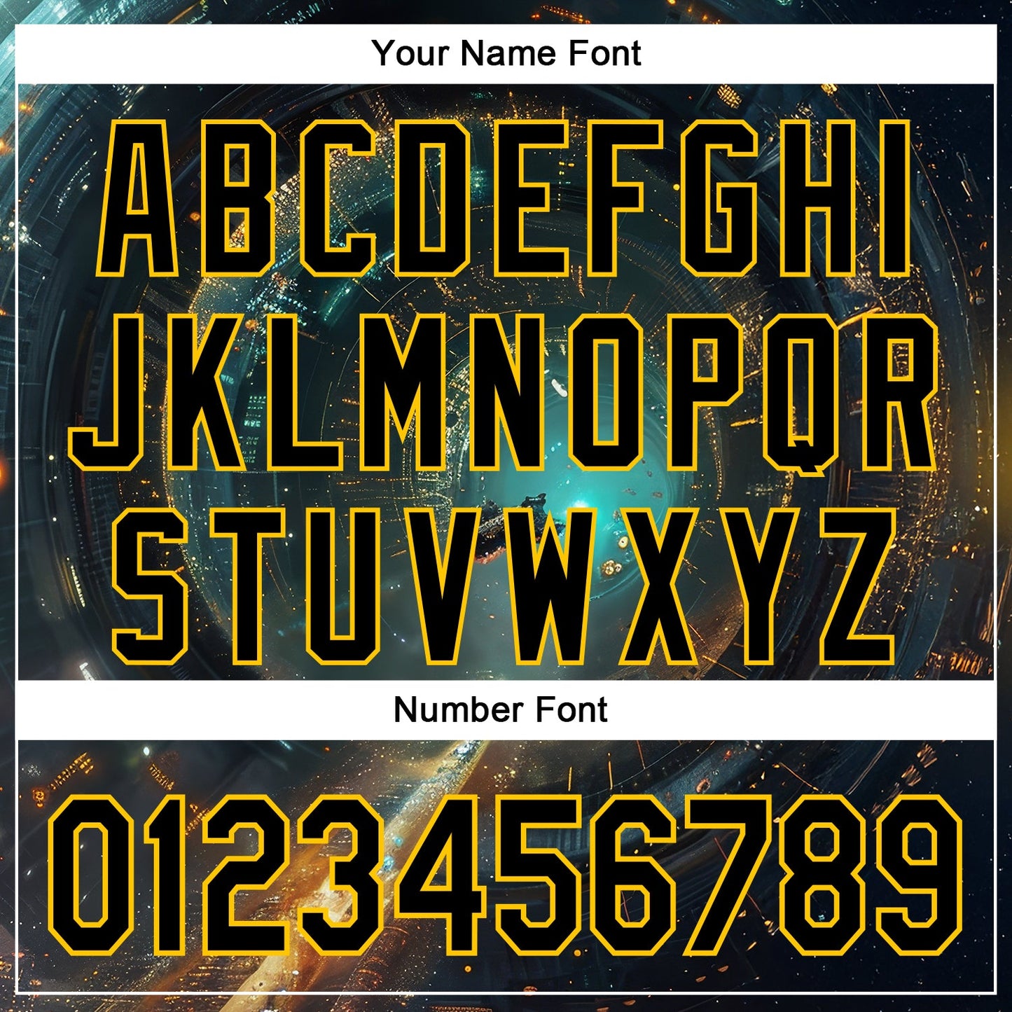 Custom Blue Black-Yellow 3D Pattern Design Outer Space Starships Authentic Baseball Jersey view 5