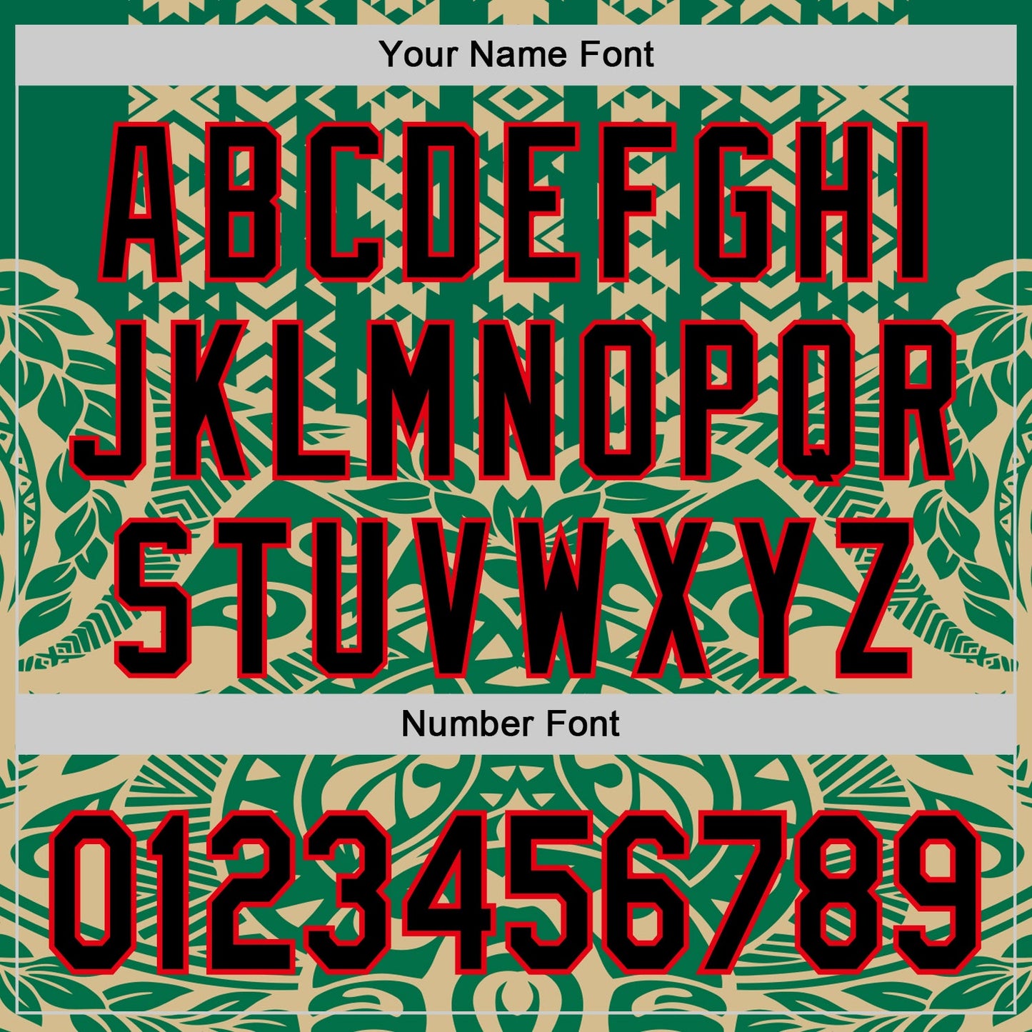 Custom Kelly Green Black Vegas Gold-Fire Red 3D Polynesian Style Islander Authentic Baseball Jersey view 5