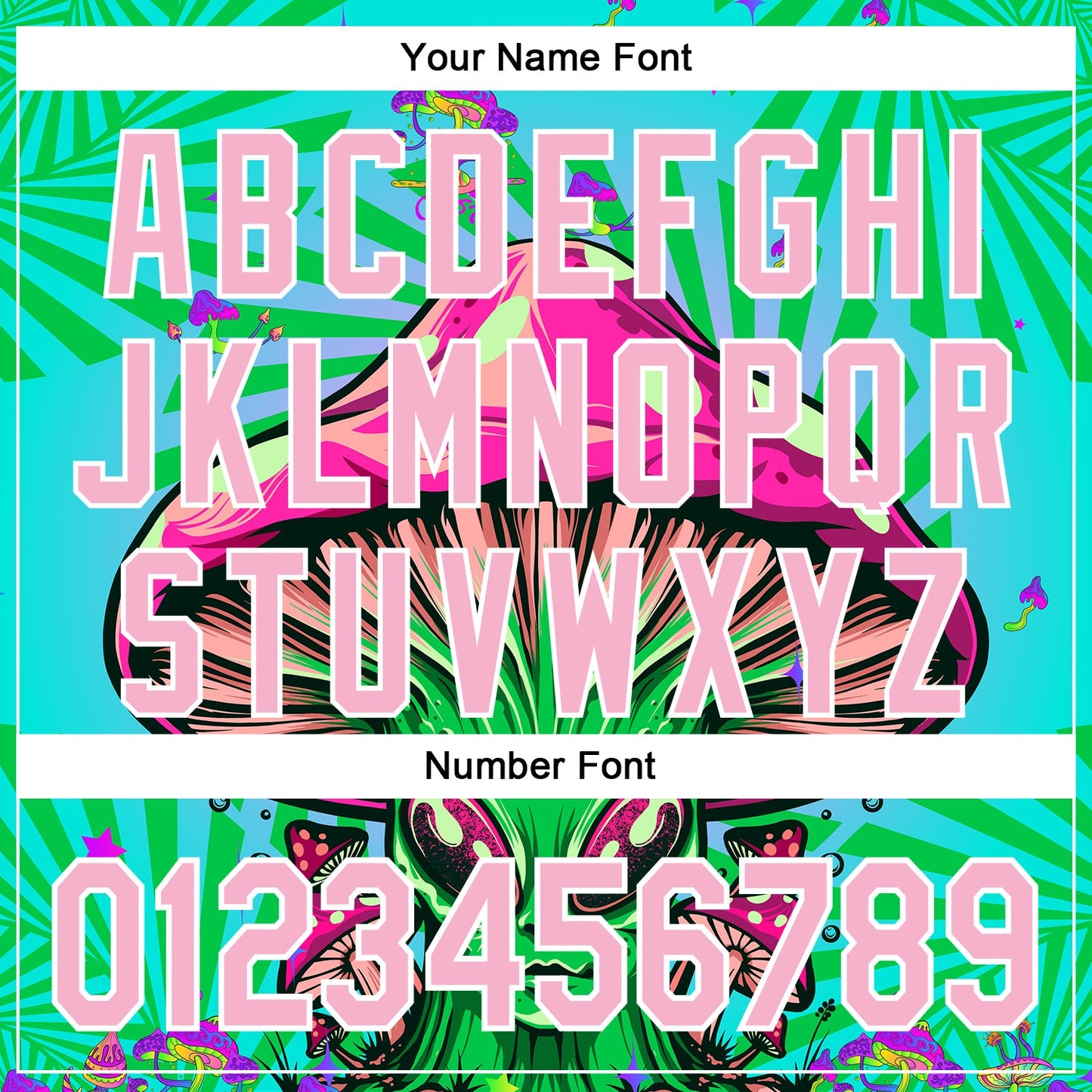 Custom Blue Light Pink-White 3D Pattern Design Trippy Magic Mushrooms Alien Authentic Baseball Jersey view 5