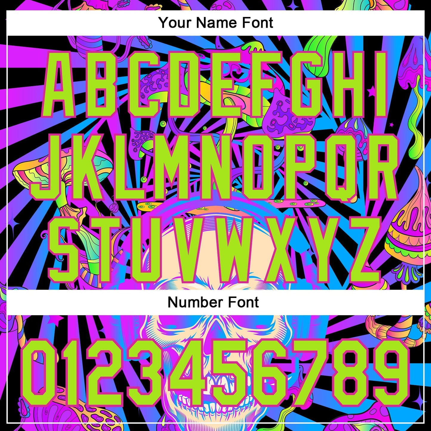Custom Purple Neon Green-Deep Pink 3D Pattern Design Trippy Magic Mushrooms Skull Authentic Baseball Jersey view 5