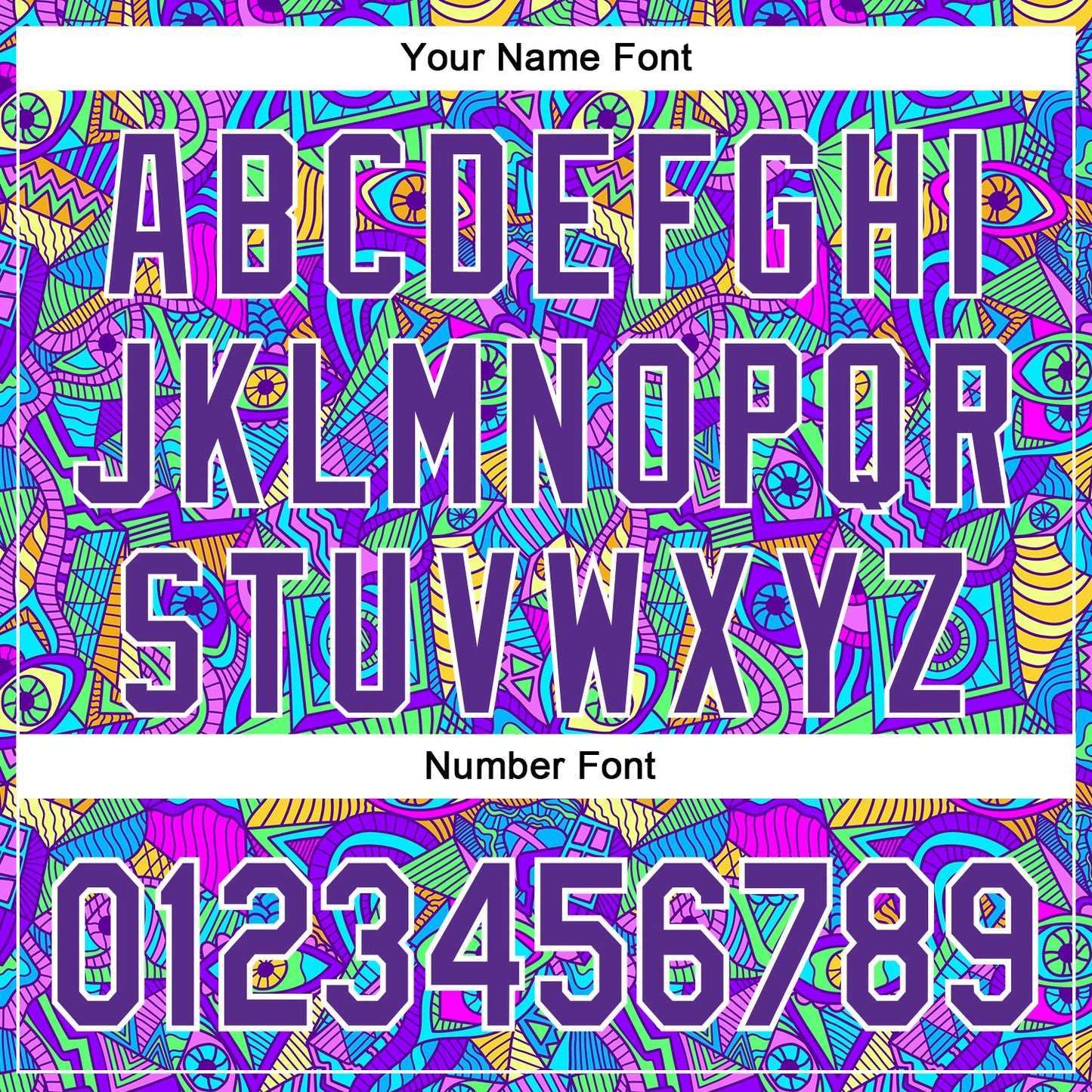 Custom Purple White 3D Pattern Design Trippy Psychedelic Eyes Authentic Baseball Jersey view 5