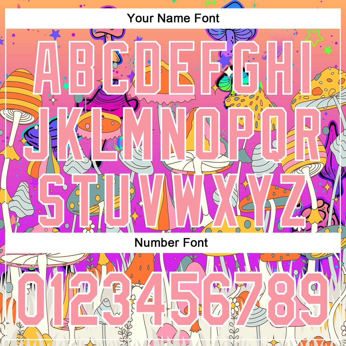Custom Pink Medium Pink Purple-White 3D Pattern Design Trippy Magic Mushrooms Hippie Authentic Baseball Jersey view 5