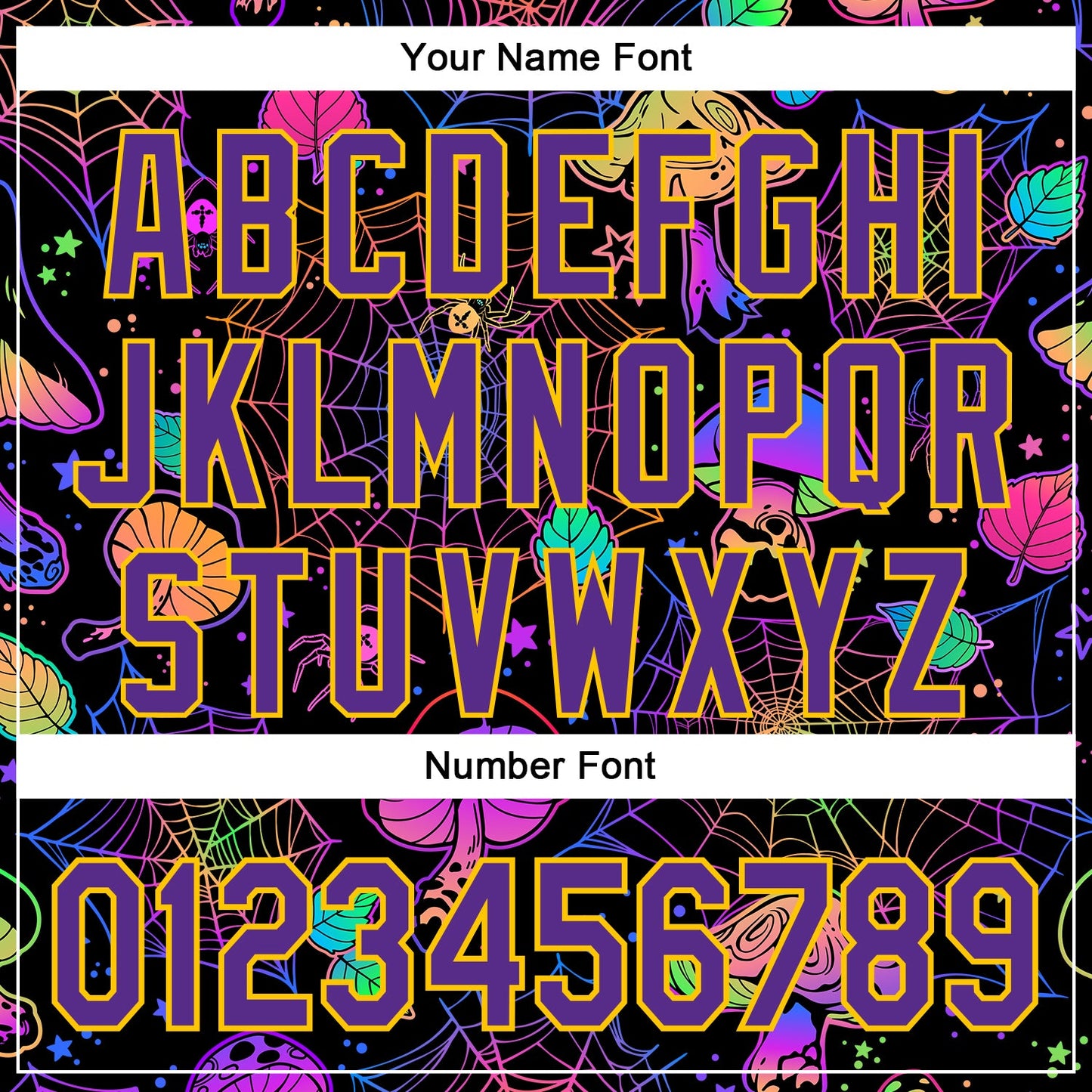 Custom Black Purple-Yellow 3D Pattern Design Trippy Magic Mushrooms Spider Web Authentic Baseball Jersey view 5