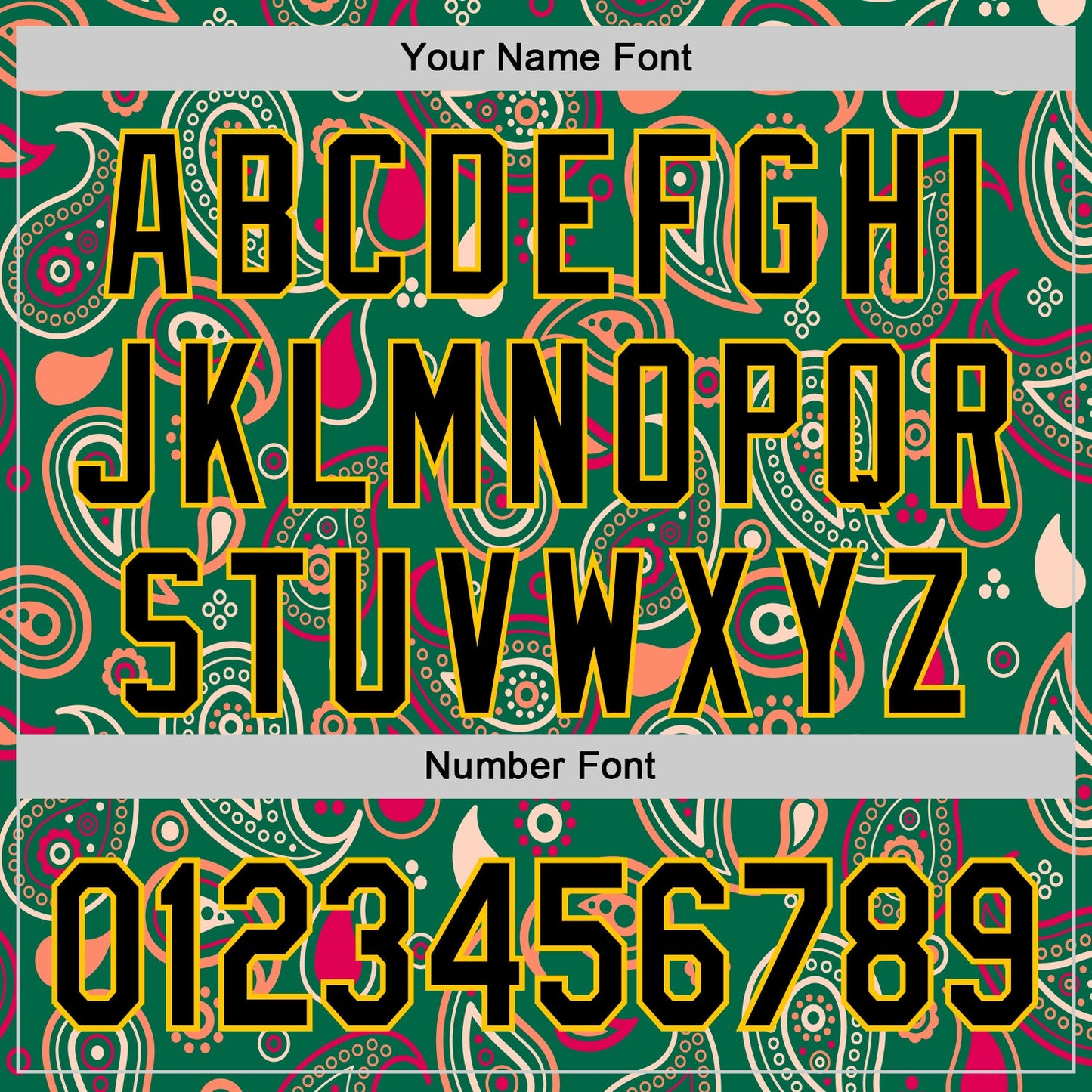 Custom Kelly Green Black-Yellow 3D Pattern Design Burner Costumes Paisley Bandana Authentic Baseball Jersey view 5