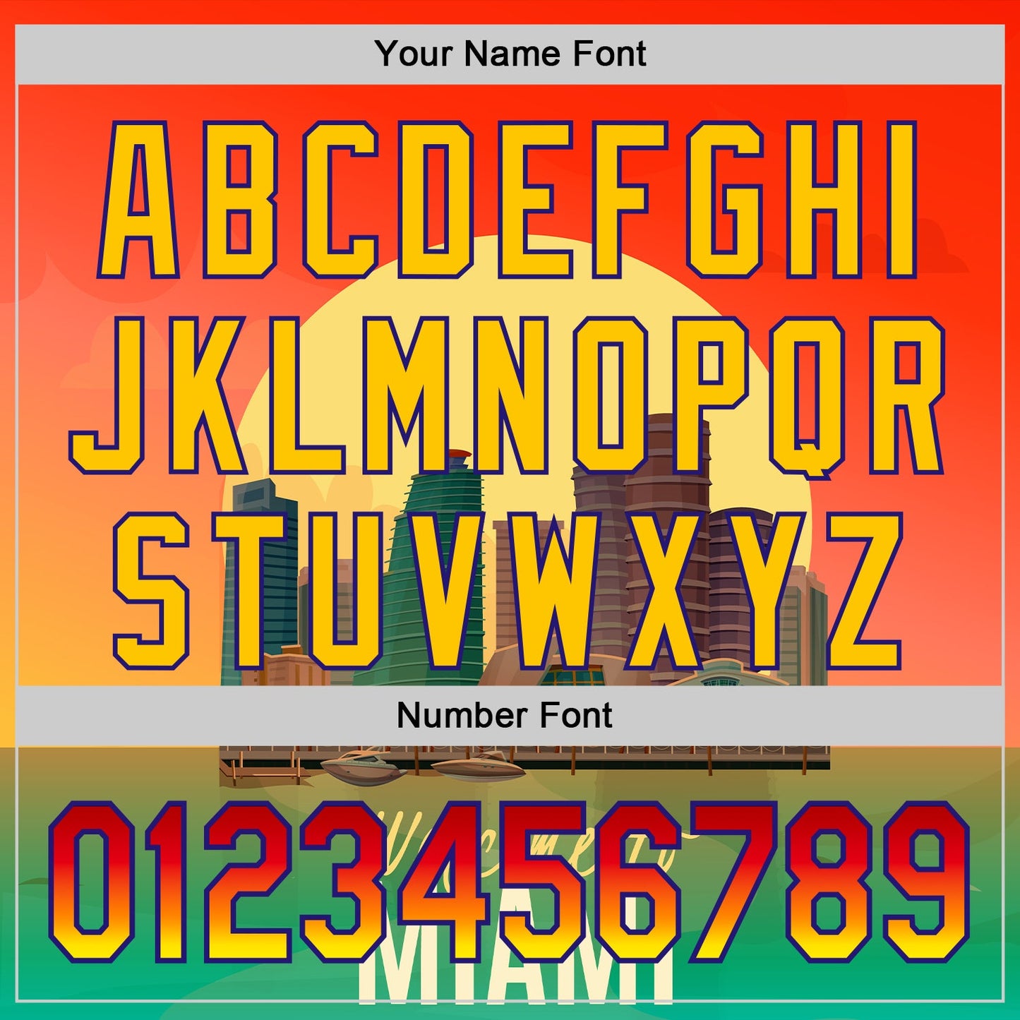 Custom Orange Green Yellow-Dark Purple 3D Pattern Design Gradient Miami Cityscape Sunset Authentic Baseball Jersey view 5