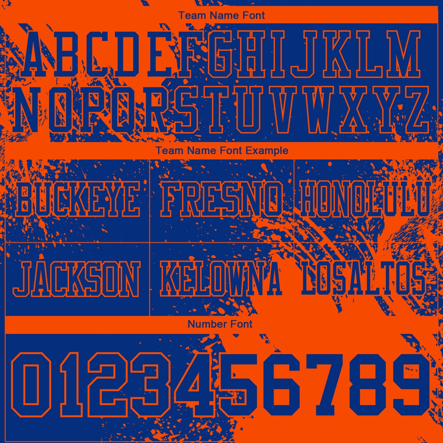 Custom Royal Orange 3D Pattern Abstract Brush Stroke Authentic Football Jersey view 3
