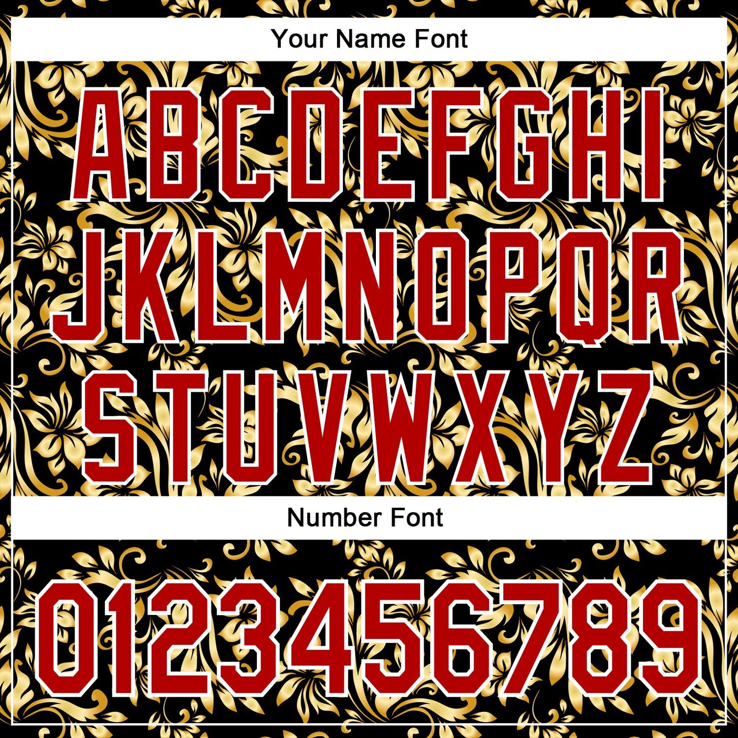 Custom Stitched Black Red-White 3D Pattern Design Golden Subtle Floral Sports Pullover Sweatshirt Hoodie view 4