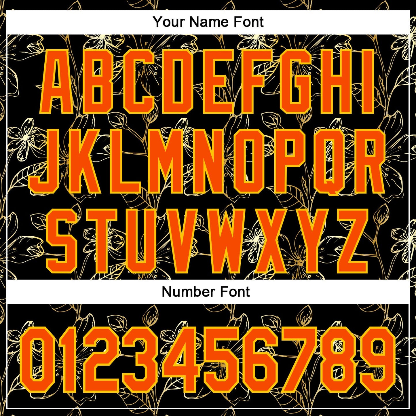 Custom Stitched Black Orange-Yellow 3D Pattern Design Golden Subtle Floral Sports Pullover Sweatshirt Hoodie view 4