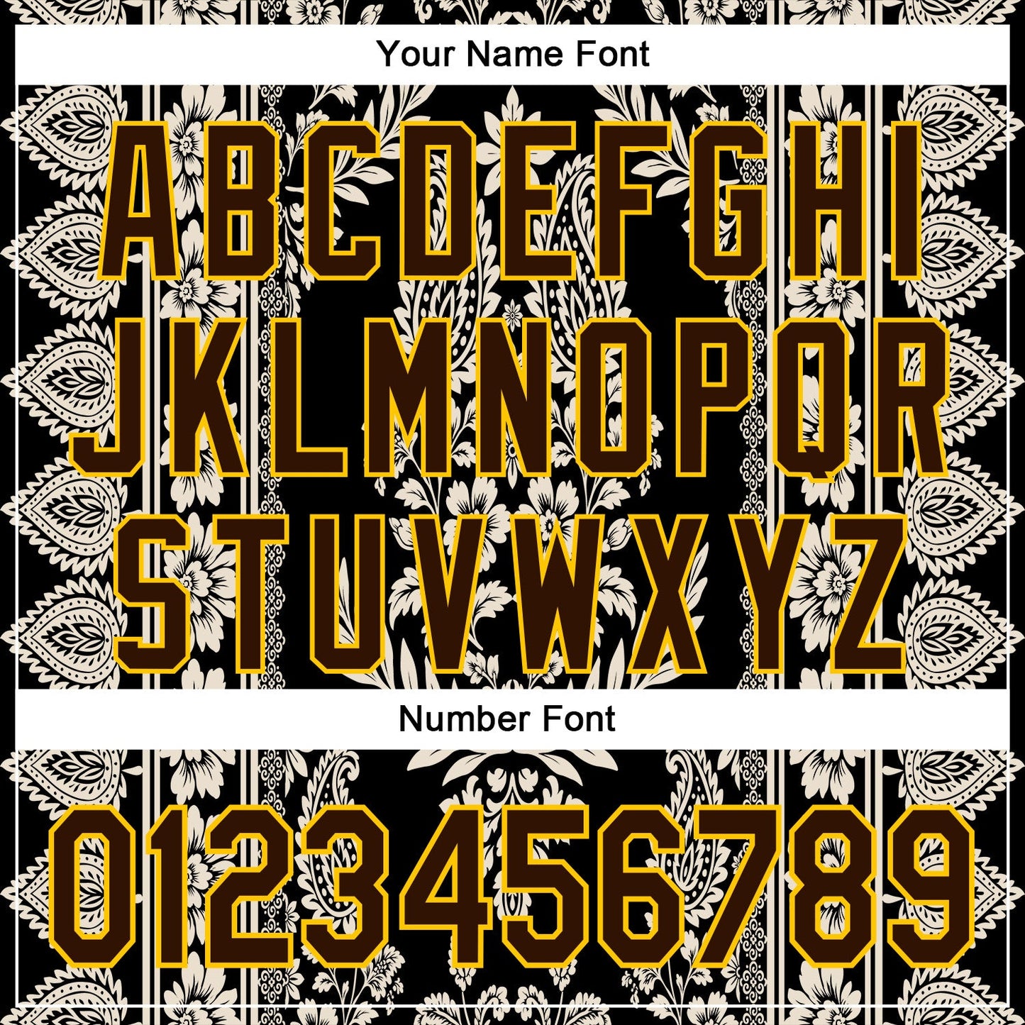 Custom Stitched Black Brown Cream-Yellow 3D Pattern Design Ethnic Paisley Floral Bandana Sports Pullover Sweatshirt Hoodie view 4