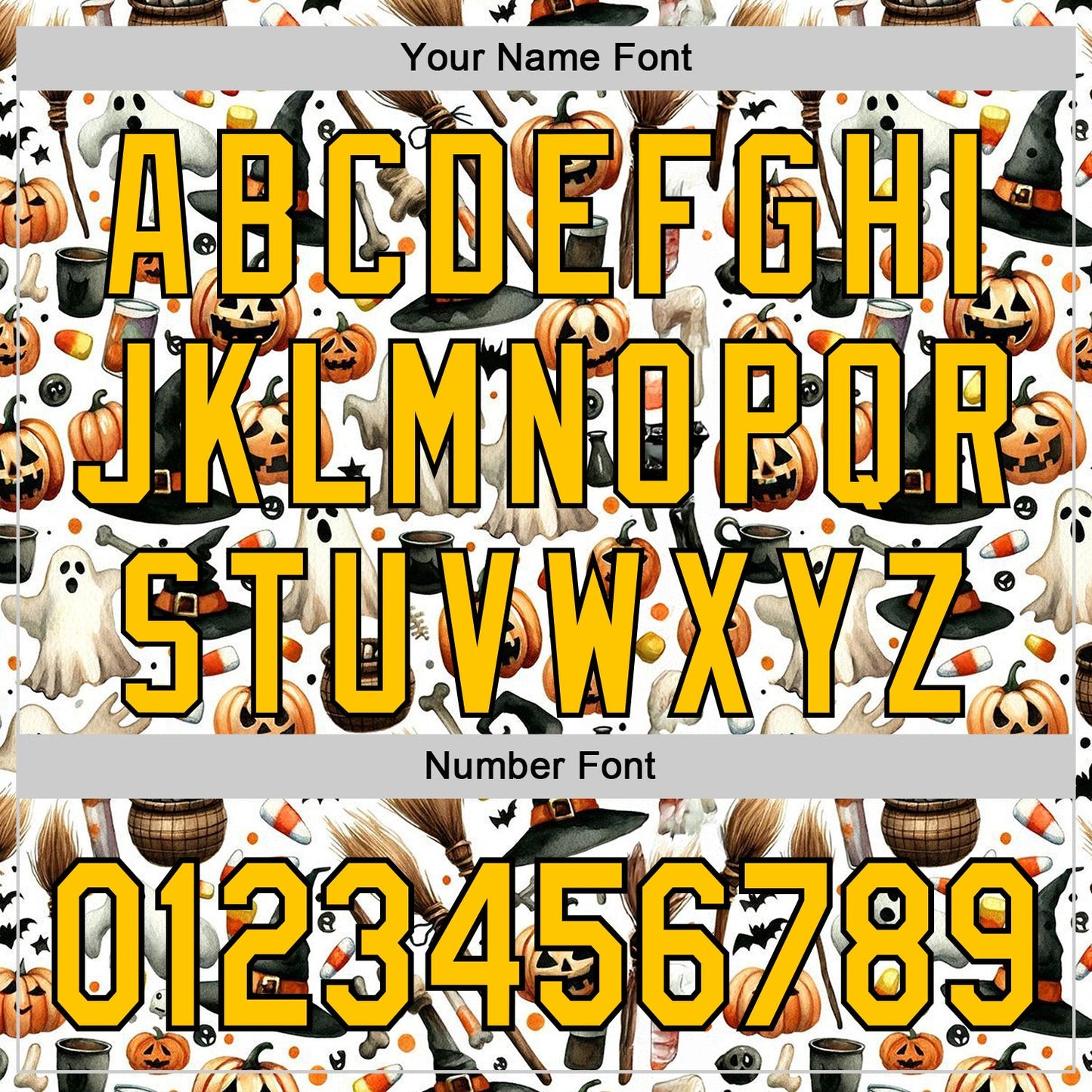 Custom White Yellow-Black 3D Halloween Spooky Pumpkin Authentic Baseball Jersey view 5