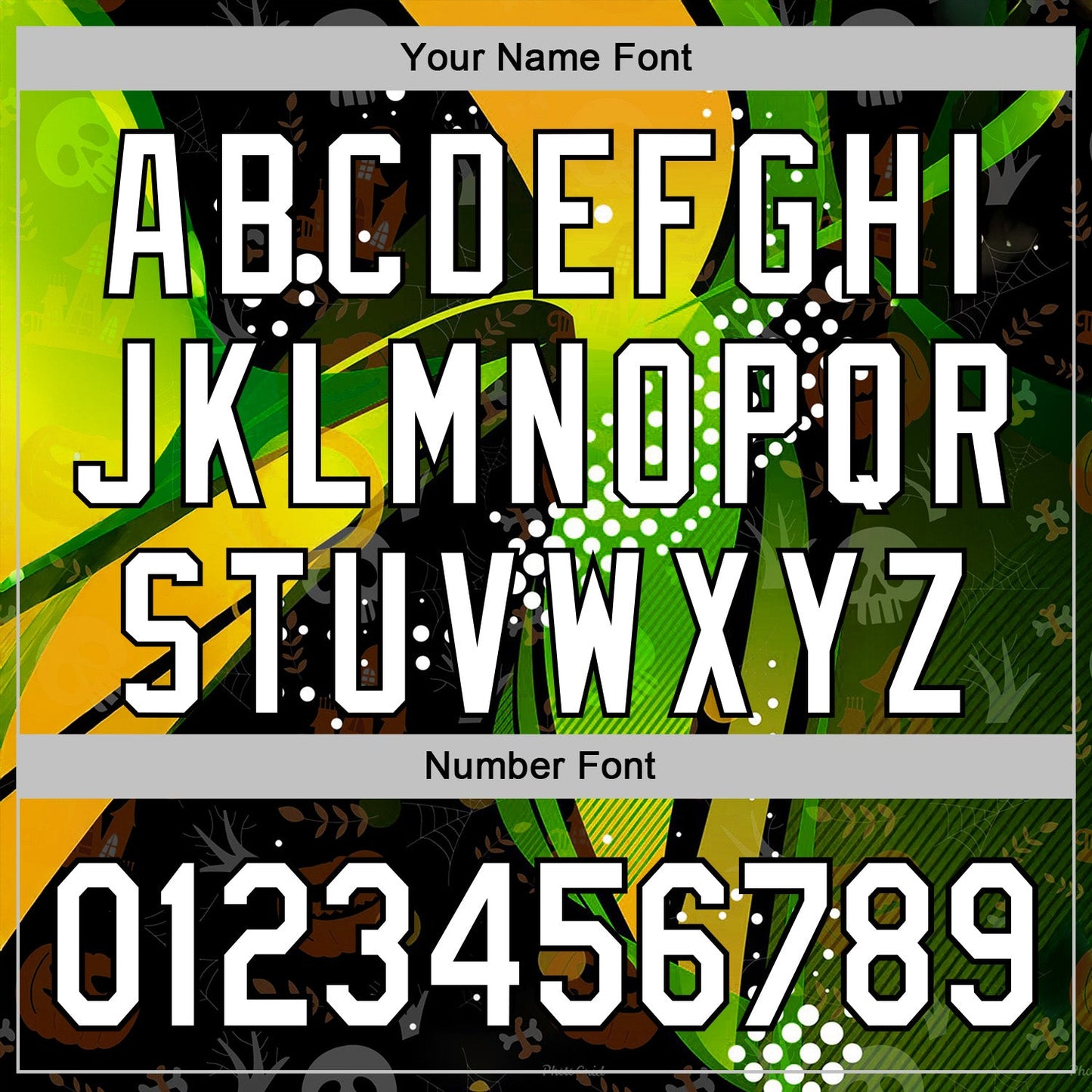 Custom Black White Green-Yellow 3D Halloween Spooky Sportswear Pullover Sweatshirt Hoodie view 4