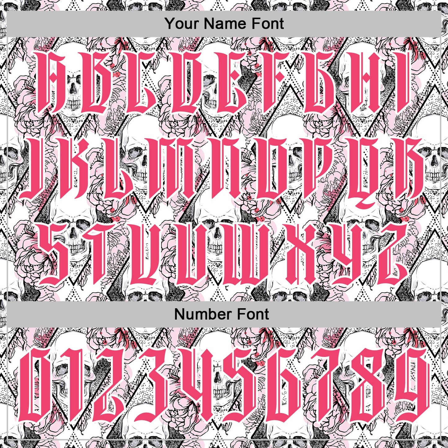 Custom White Neon Pink-Black 3D Skull Roses Gothic Geometric Diamond Grid Sports Pullover Sweatshirt Hoodie view 4
