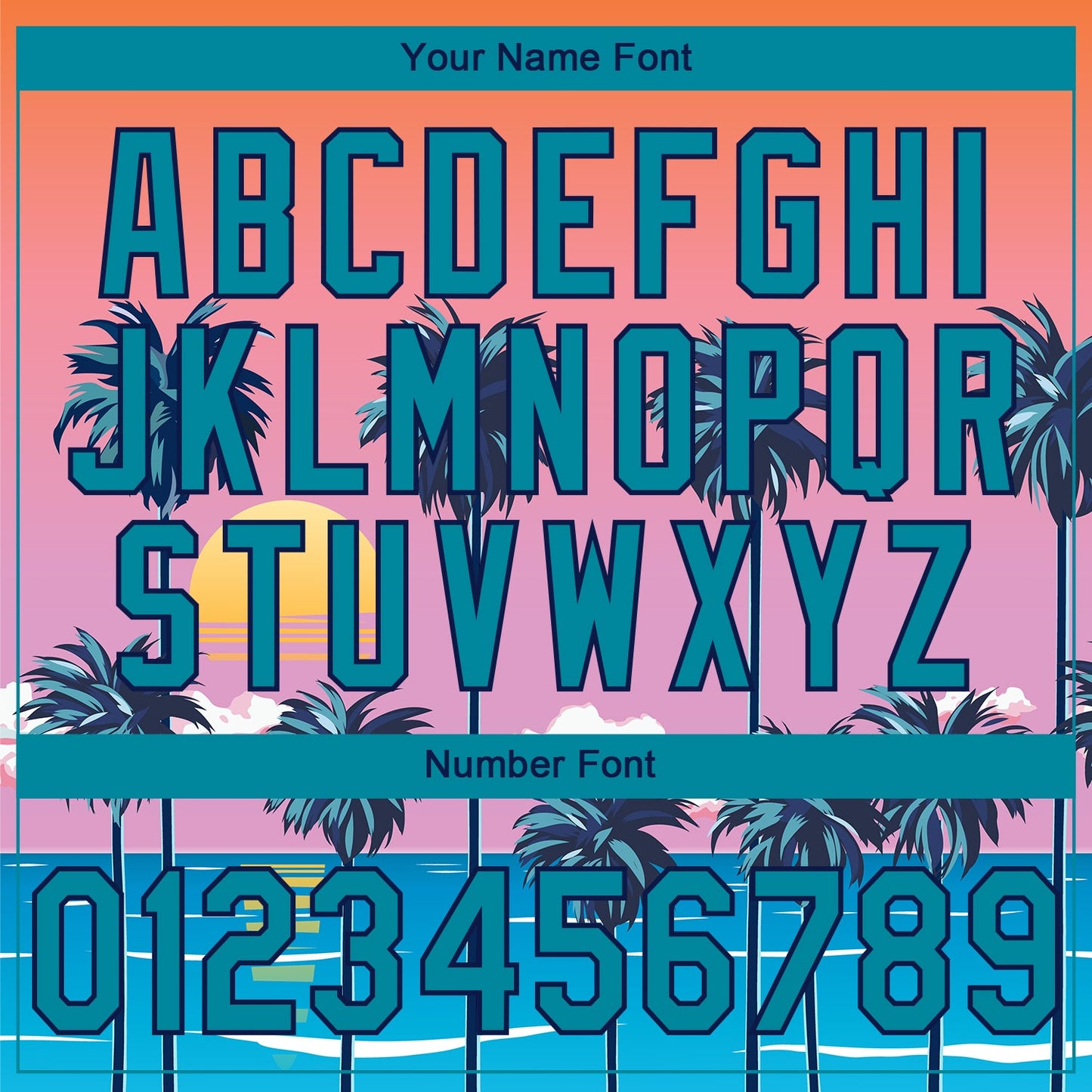 Custom Stitched Orange Teal Pink Blue-Navy 3D Sun Beach Hawaii Palm Trees Sports Pullover Sweatshirt Hoodie view 4