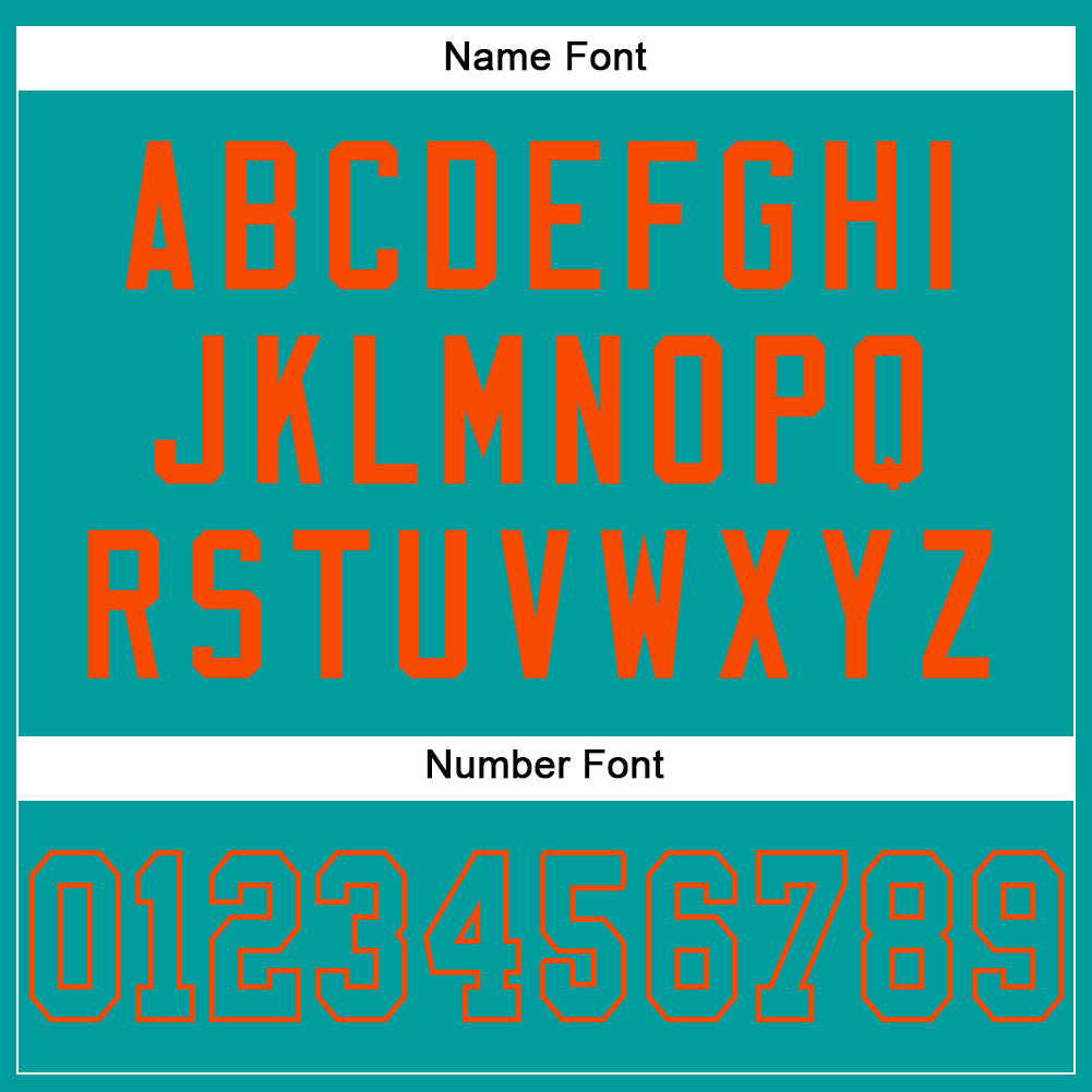 Custom Aqua Aqua-Orange Mesh Authentic Football Jersey view 4