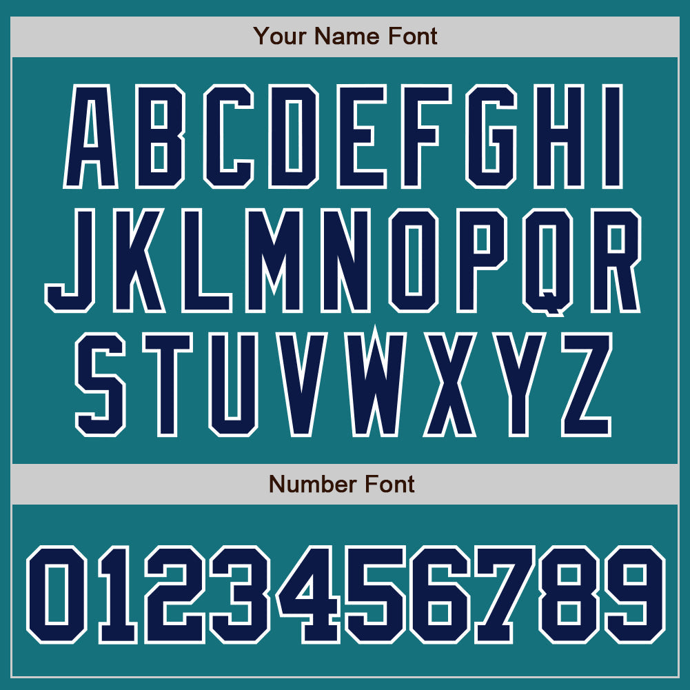 Custom Teal Navy-White Authentic Baseball Jersey view 5