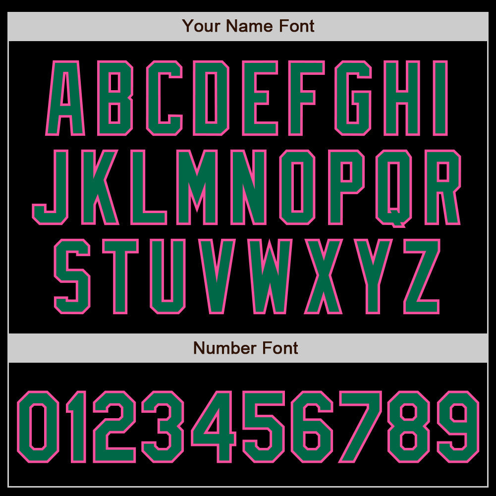 Custom Black Kelly Green-Pink 3 Colors Arm Shapes Authentic Baseball Jersey view 6