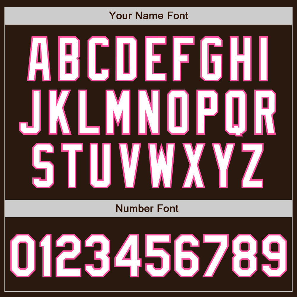 Custom Brown White-Pink 3 Colors Arm Shapes Authentic Baseball Jersey view 6