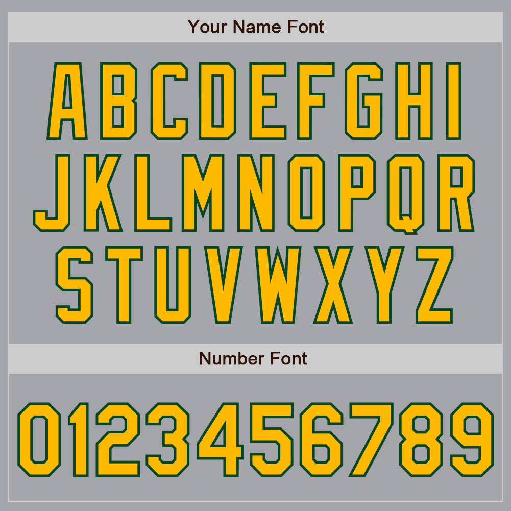 Custom Gray Gold-Green 3 Colors Arm Shapes Authentic Baseball Jersey view 6