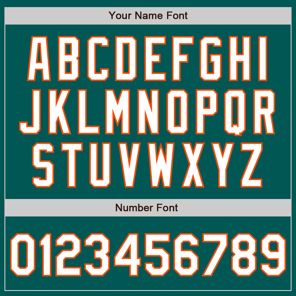 Custom Midnight Green White-Orange 3 Colors Arm Shapes Authentic Baseball Jersey view 6