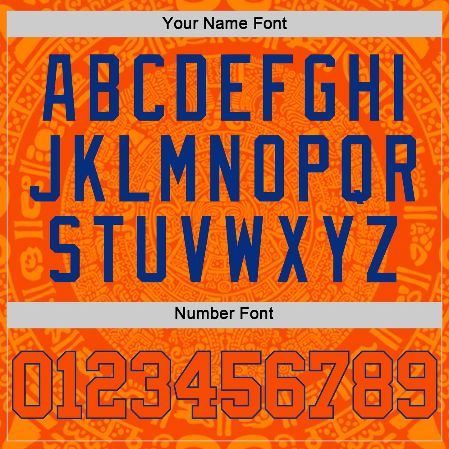 Custom Orange-Royal Tribal Ethnic Aztec Sun Stone Side Panel Stripe Round Neck Sublimation Basketball Set Jersey view 5