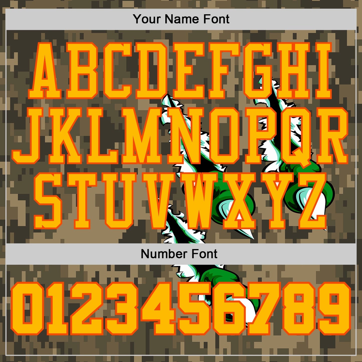 Custom Camo Gold-Orange Digital Camouflage Monster Claw Round Neck Sublimation Salute To Service Basketball Uniform Jersey view 4