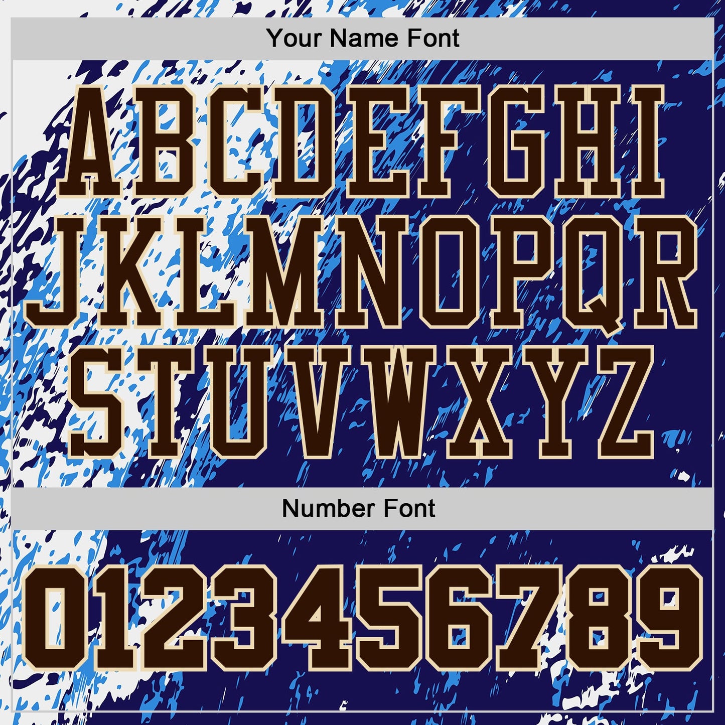 Custom Blue Brown White-Cream Brush Stroke Abstract Round Neck Sublimation Basketball Uniform Jersey view 4