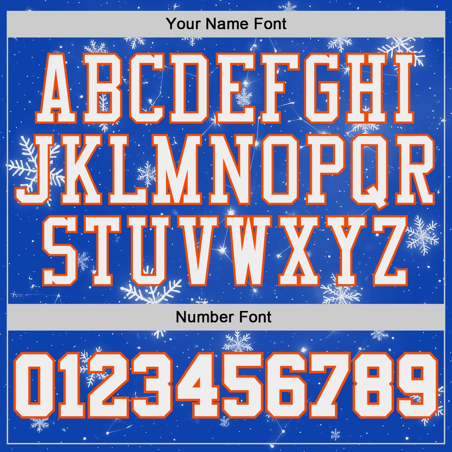 Custom Thunder Blue White Orange Black-Yellow Winter Snowflake Gradient Round Neck Sublimation Basketball Uniform Jersey view 4