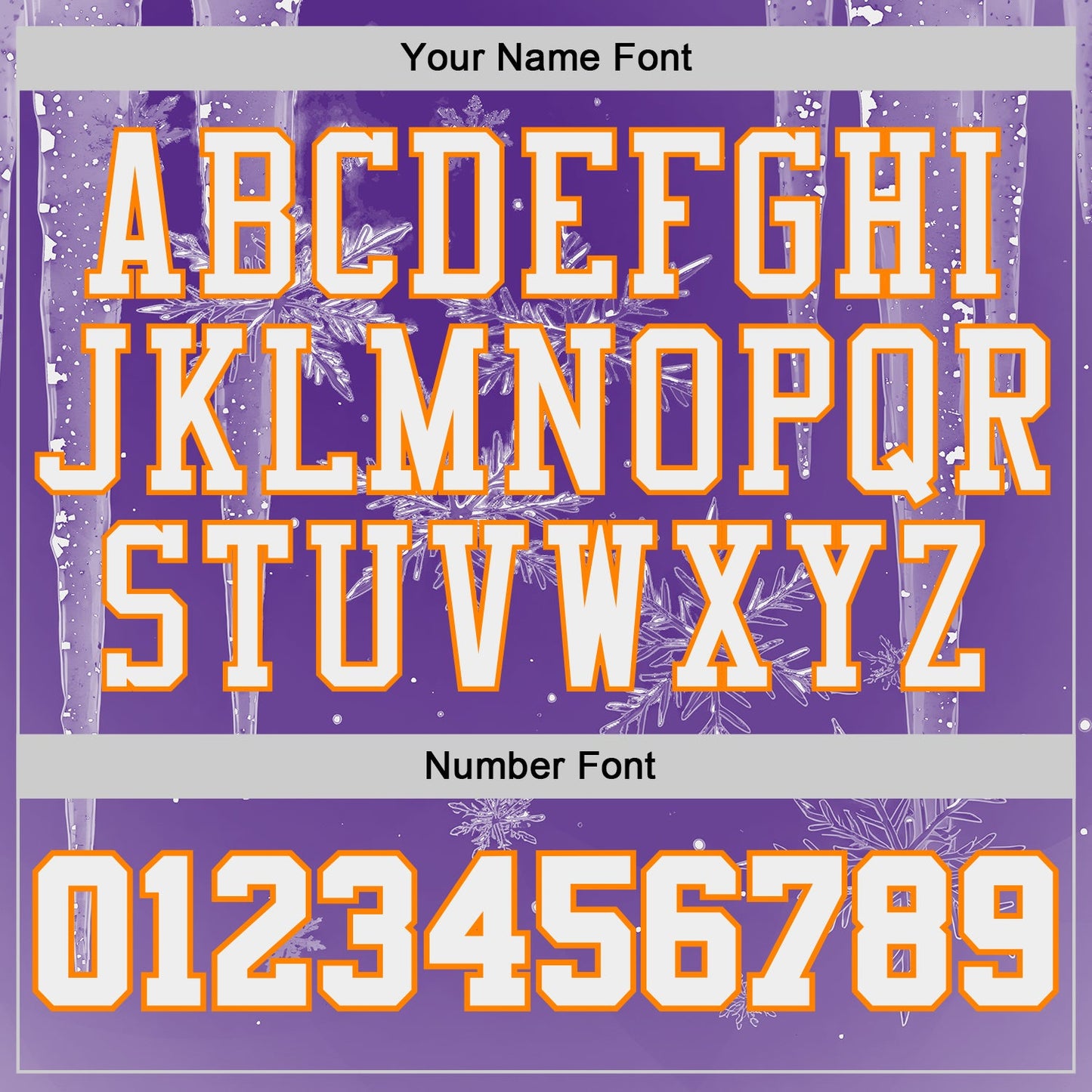 Custom Purple White-Bay Orange Winter Snowflake Icicle Round Neck Sublimation Basketball Uniform Jersey view 4