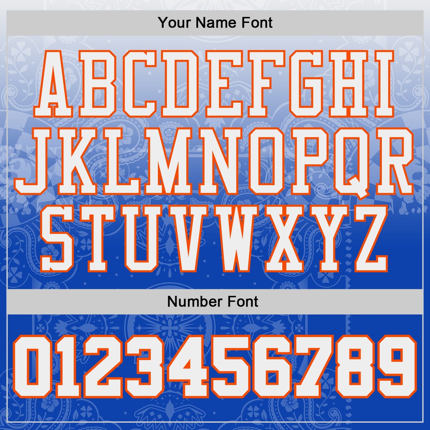 Custom Blue White Orange Black-Yellow Gradient Bandana Paisley Round Neck Sublimation Basketball Uniform Jersey view 4