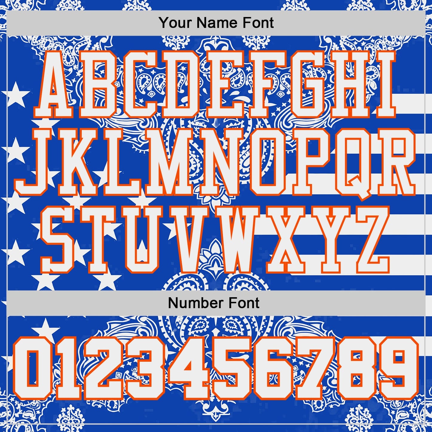 Custom Blue White Orange Black-Yellow Paisley Bandana Round Neck Sublimation Basketball Uniform Jersey view 4