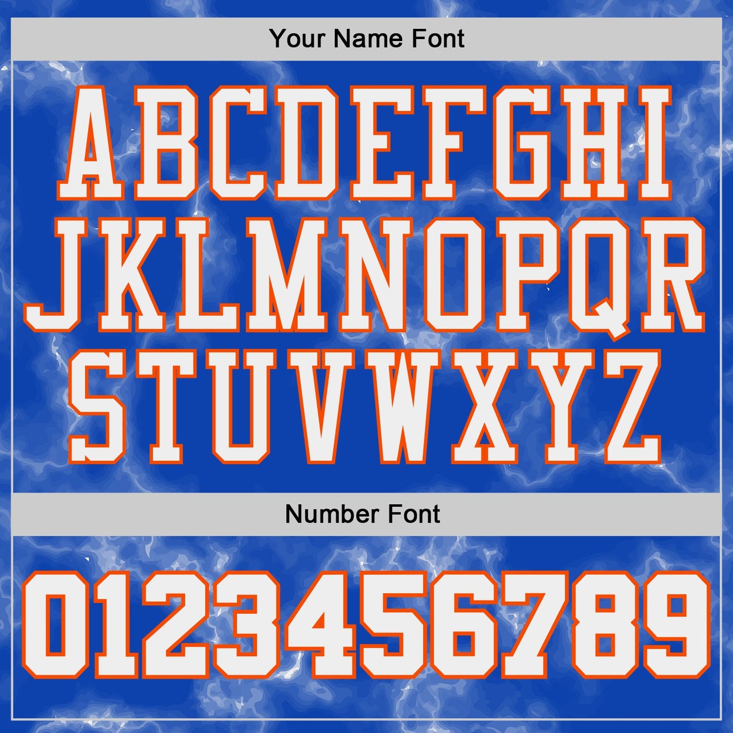 Custom Thunder Blue White Orange Black-Yellow Marble Swirl Round Neck Sublimation Basketball Uniform Jersey view 4