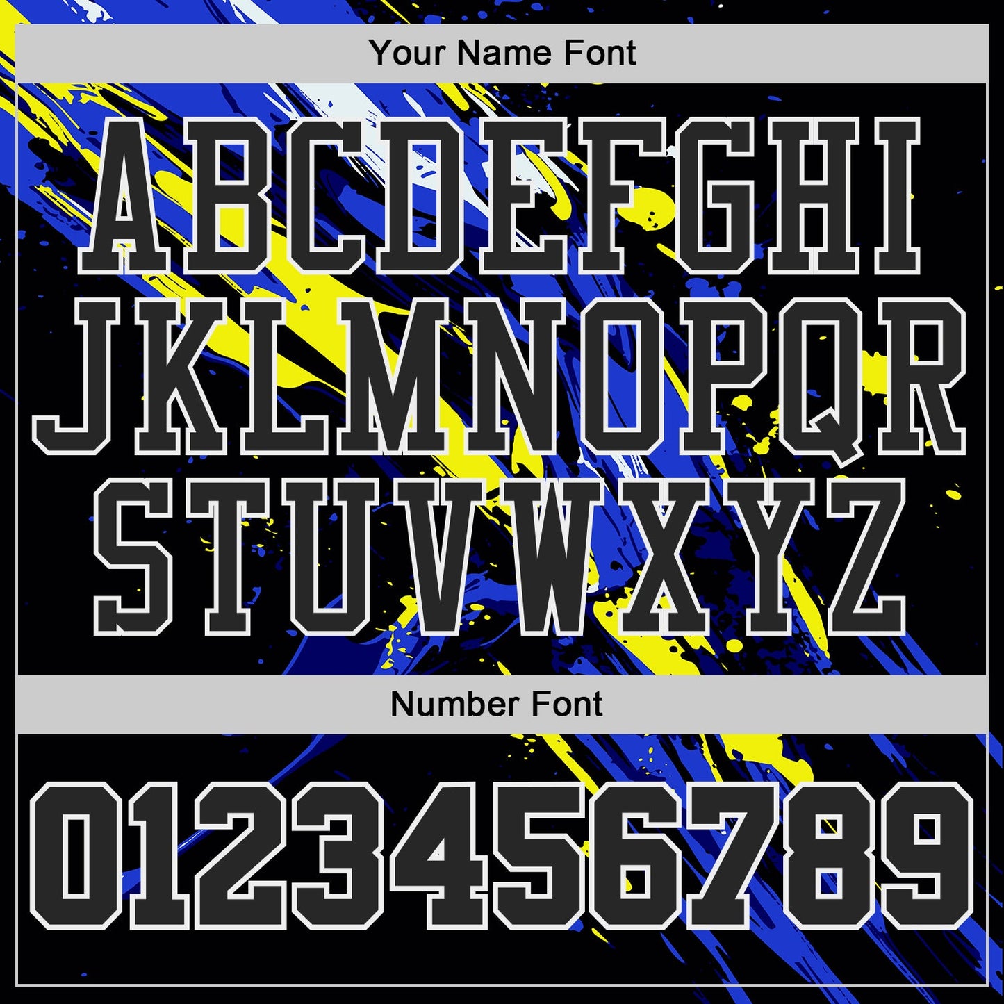 Custom Black Blue Yellow-White Brush Stroke Paint Splash Round Neck Sublimation Basketball Uniform Jersey view 4