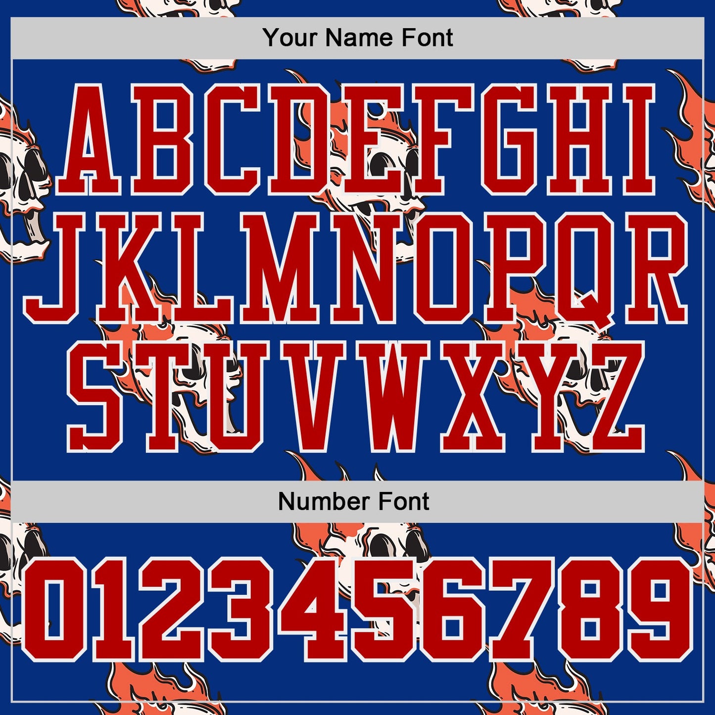 Custom Royal Red-White Fire Skulls Round Neck Sublimation Basketball Uniform Jersey view 4