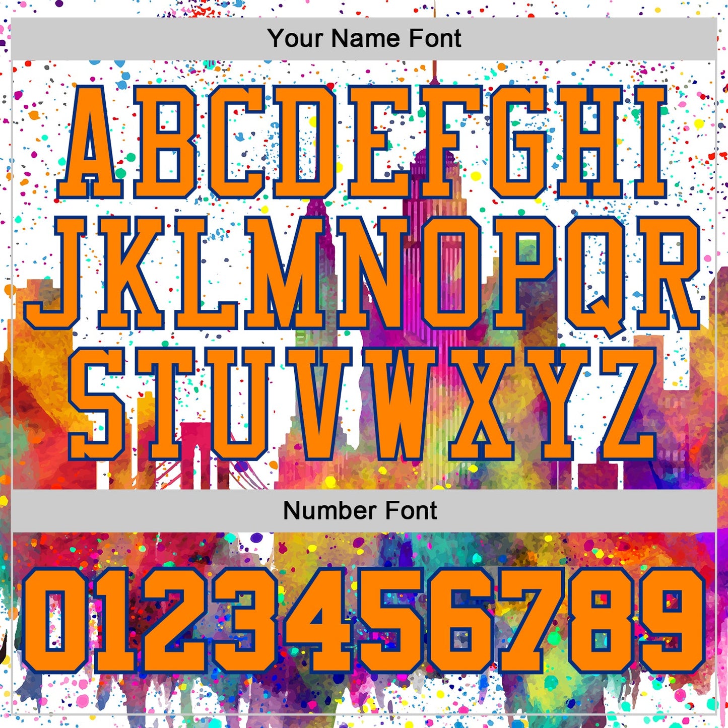 Custom White Bay Orange-Royal New York Silhouette Round Neck Sublimation Basketball Uniform Jersey view 4