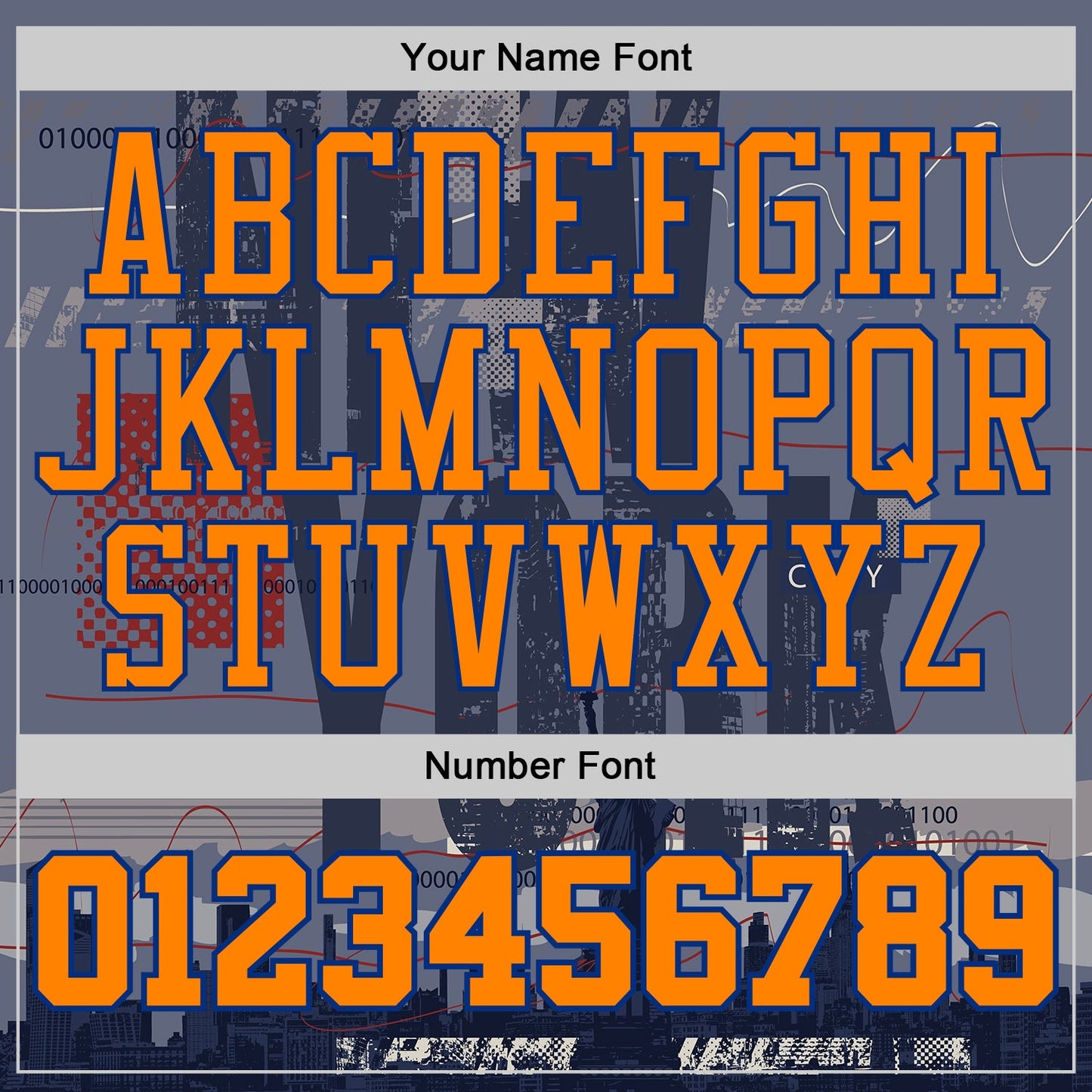 Custom Navy Bay Orange Royal-White New York Statue Of Liberty Round Neck Sublimation Basketball Uniform Jersey view 4